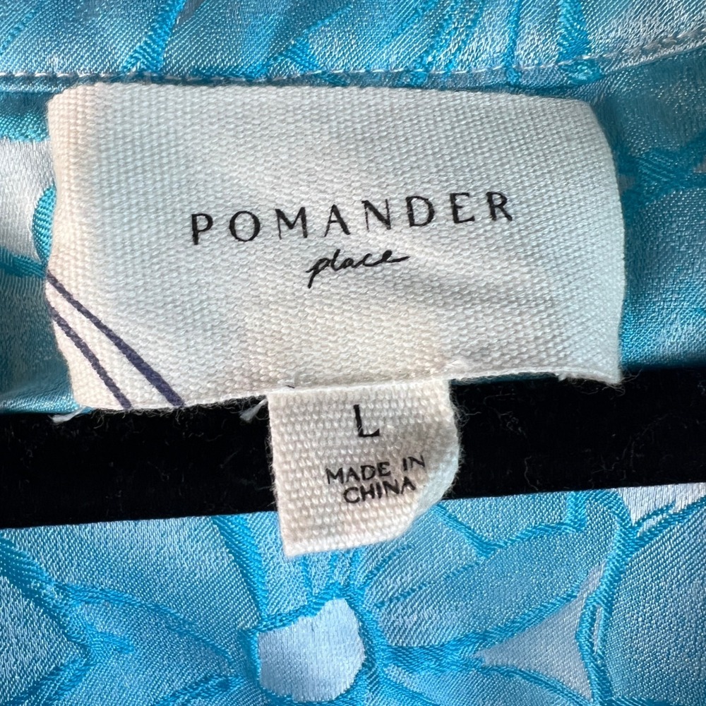 Pomander Place Dress Blue Floral Jacquard Tiered Babydoll Mini Y23363T Large - Picture 7 of 9